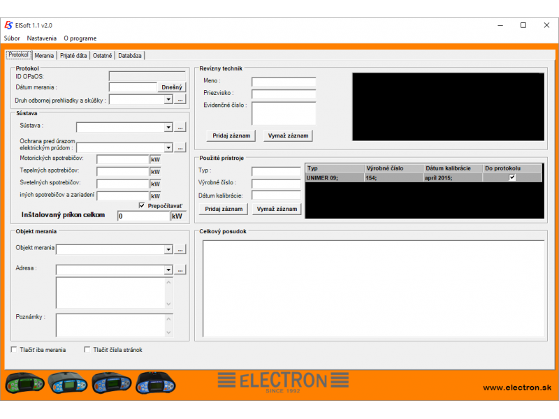 Electron ELSOFT 1.x - Software pro měřicí přístroje UNIMER