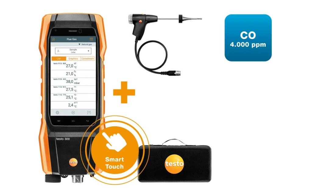 Testo 300 - Analyzátor spalin sada 1 (O2, CO až do 4,000 ppm)