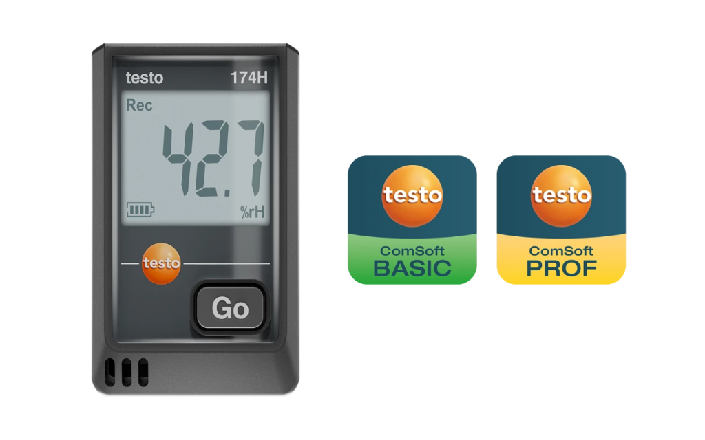 Testo 174 H - Mini záznamník pro měření teploty a vlhkosti s USB-C a softwarem pro PC