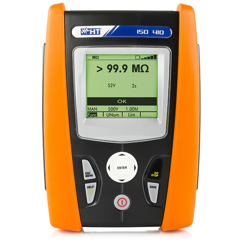 HT Instruments ISO410 - Přenosný tester izolace pro měření až do 1000V a kontinuity ochranného vodiče s 200mA